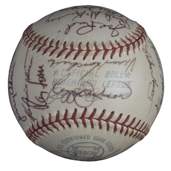 1973 World Series Champion Oakland As Team Signed OAL Cronin Baseball With 29 Signatures Including Jackson, Hunter, Blue & Fingers (JSA)